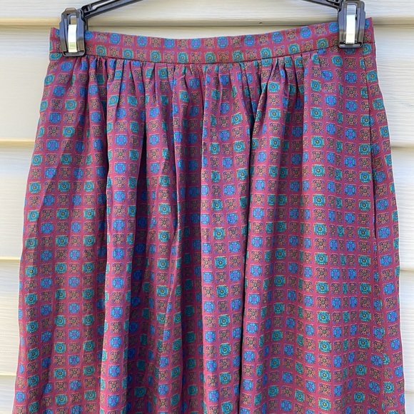 Vintage Silk Psychedelic Print Full Midi Skirt - Picture 2 of 8